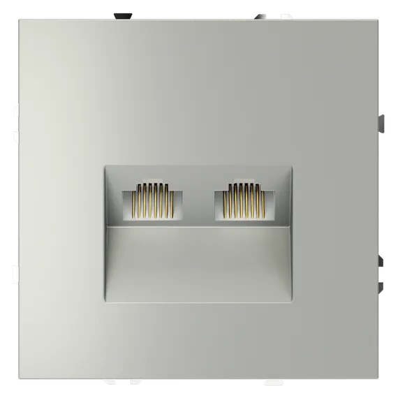 Розетка компьютерная встраиваемая VOLTUM S70 двойная RJ45+RJ45 кат.6, (сталь) vls060205
