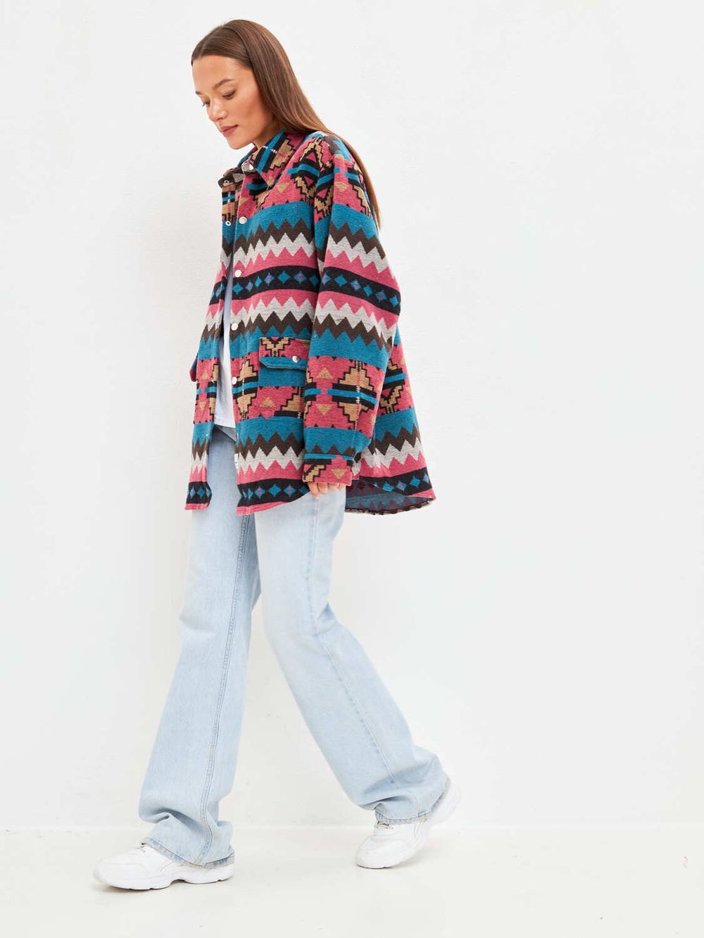 Рубашка Kefirmaykifer оверсайз Этно розовая