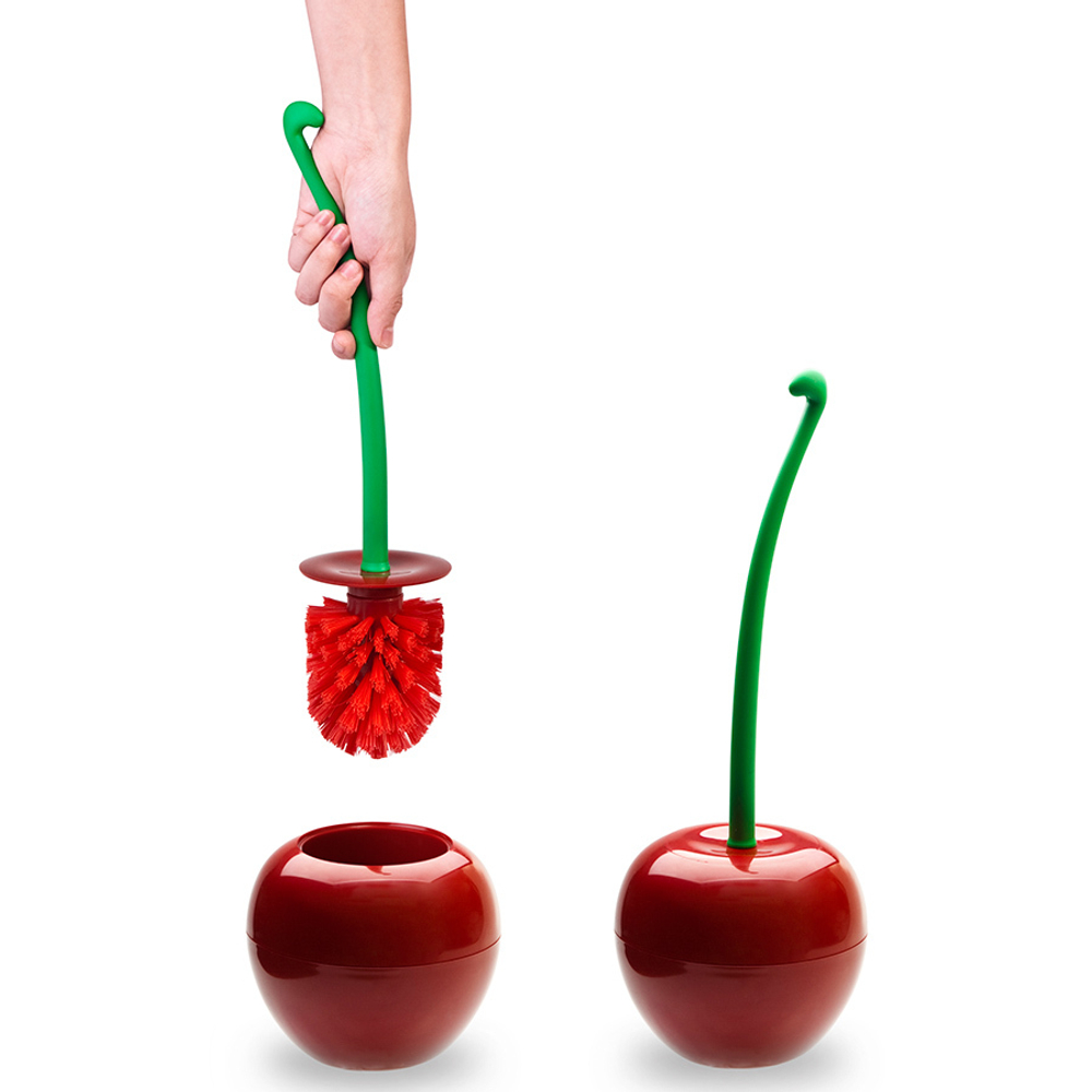 Ершик для туалета cherry, красный/зеленый