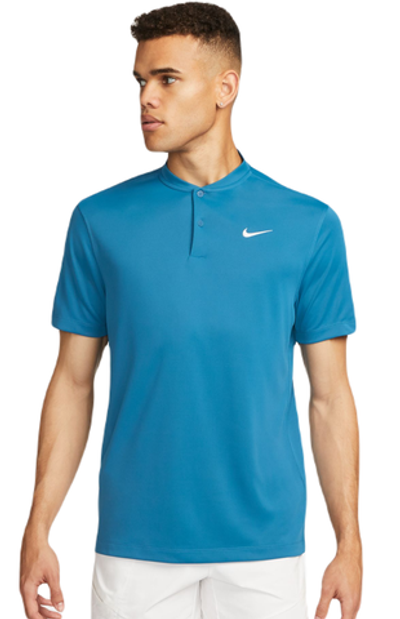 Мужское теннисное поло Nike Court Dri-Fit Blade Solid Polo - industrial blue/white