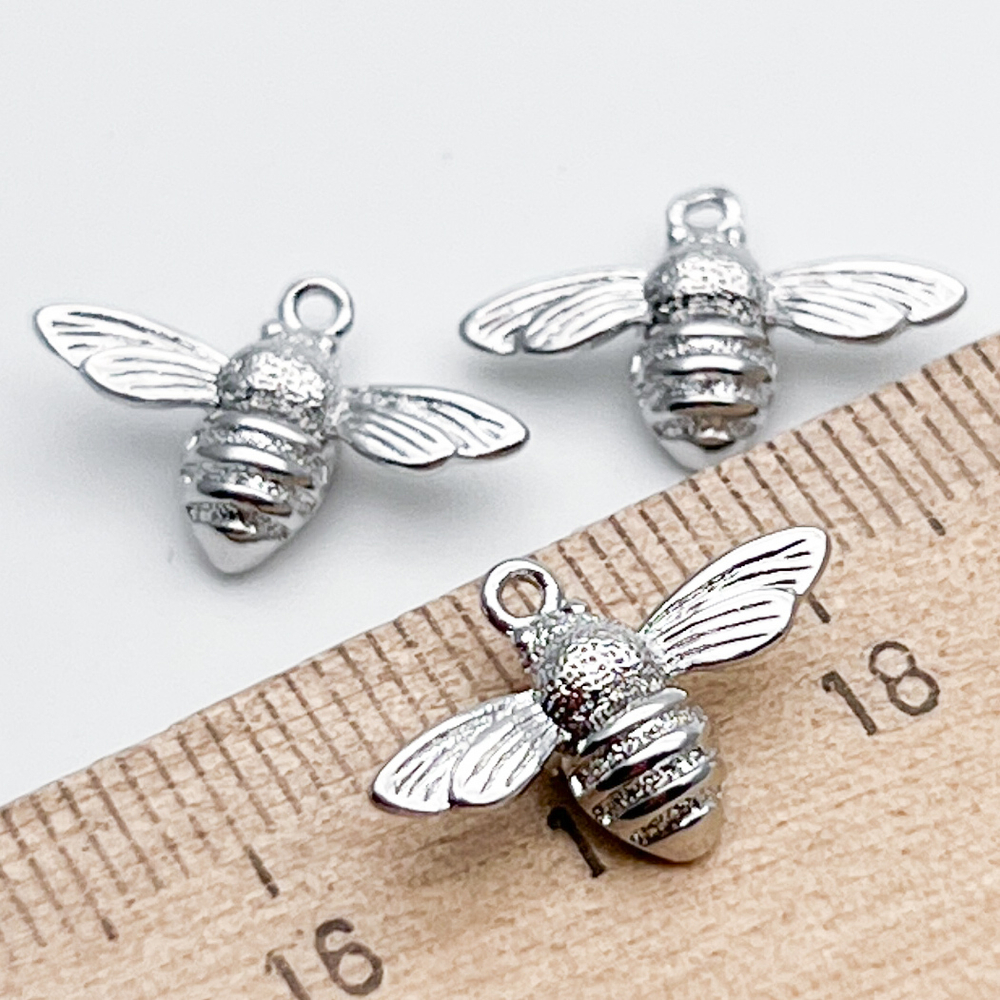 Подвеска Пчела, родиевое покрытие, размер 17*11 мм, цена за 1 шт