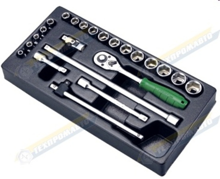 Ложемент: набор головок и аксессуаров 3/8" (23 предмета)
