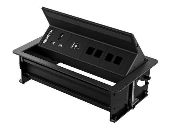 Wyrestorm IDB-400-MS-C - кастомизируемый кабельный лючок, мультистандартная электророзетка, USB-зарядка, доступные сквозные модули с портами на выбор HDMI, USB-C, USB-A, RJ-45