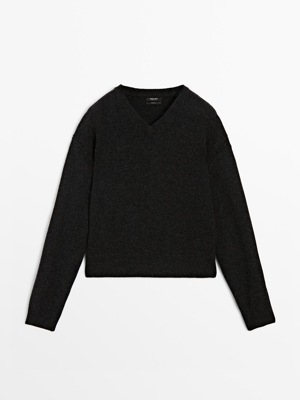 Massimo Dutti Свитер из 100% шерсти, антрацитово-серый