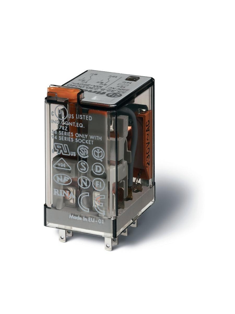 Реле миниатюрное 2CO 10А кат. 230В AC RTI FINDER 553282300000