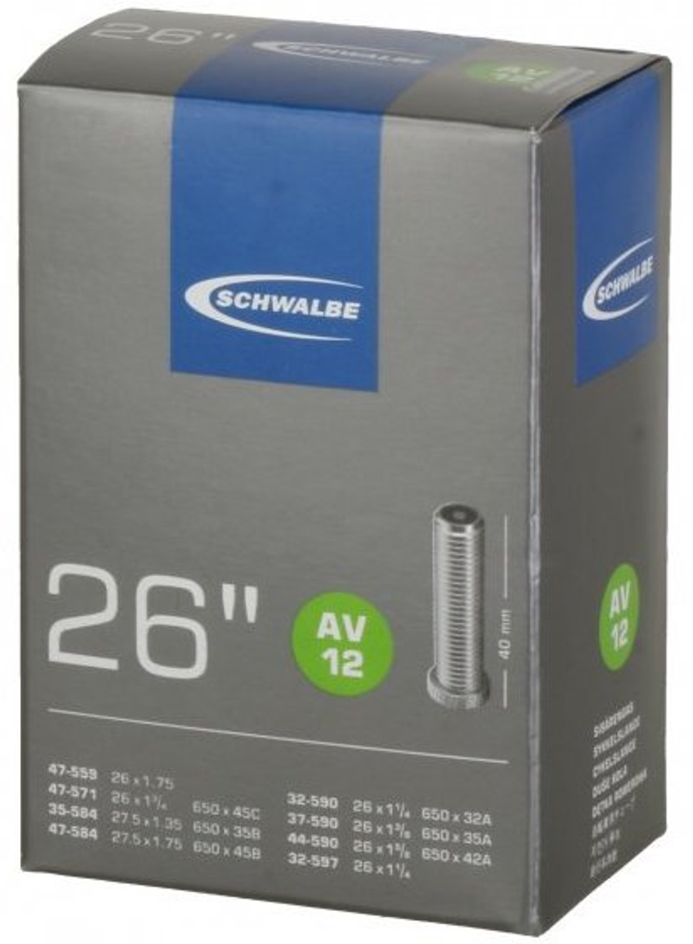 Камера 26"/27" авто 05-10423340 AV12 (30/47-559/597) IB AGV 40mm SCHWALBE