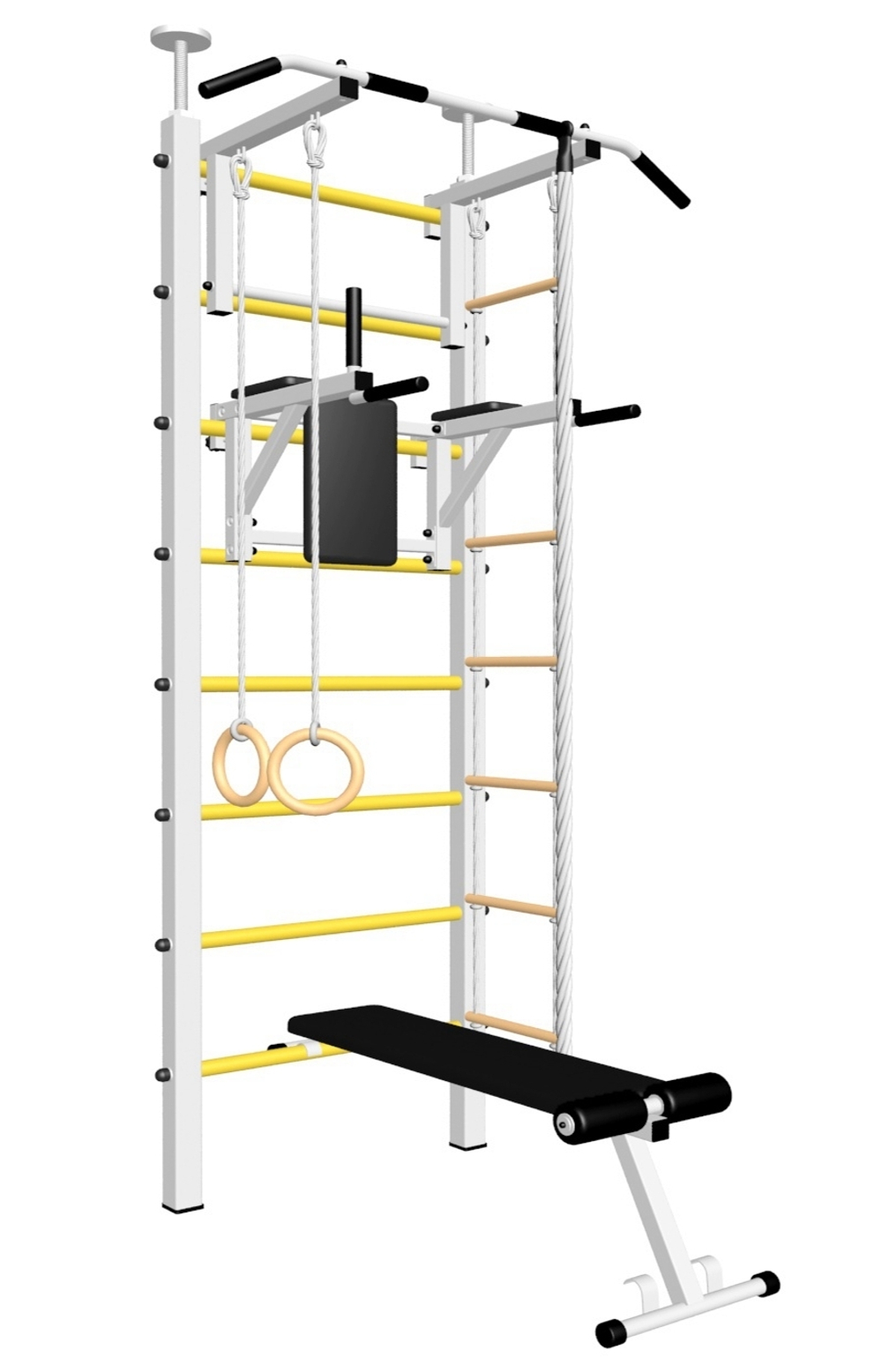 Шведская стенка Sv Sport враспор (Турник стандарт/Брусья/Скамья/Канат/Кольца/Лестница)