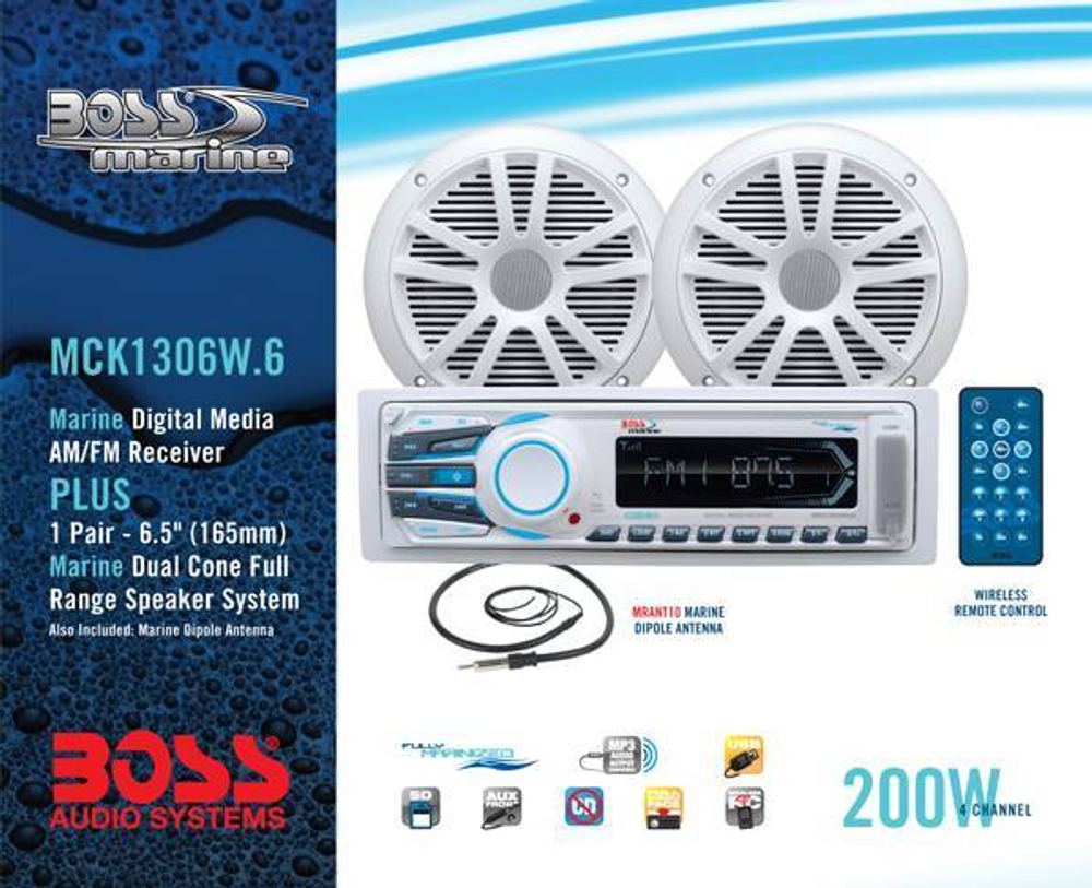 Морская аудиосистема Boss Audio MCK1306W.6, 180 Вт