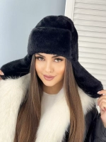 шапка зимняя ушанка из мягкого экомеха меховая