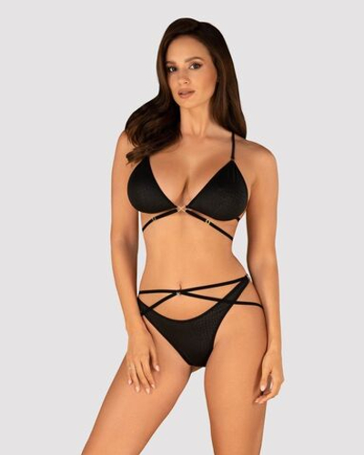 Комплект белья Cobra nive со стреп-лентами (Размер: S-M) (Цвет: черный)