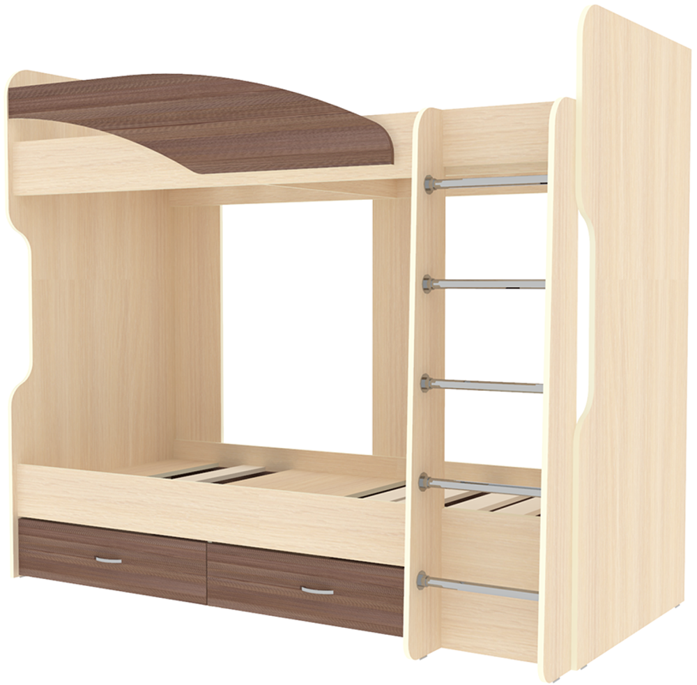 Двухъярусная кровать КарИВи Мийа  Дуб Молочный Бодего Темный