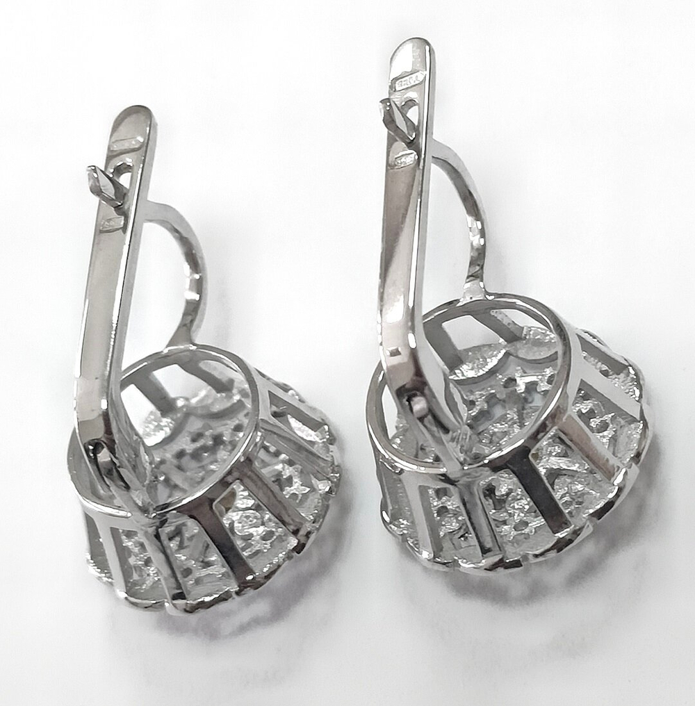 Ювелирные серьги из серебра с цитрином и фианитами