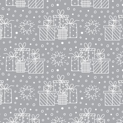 Праздничный с подарками на сером (дудлы)