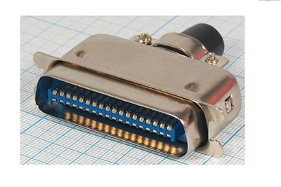 Разъем CENTRONICS вилка, шаг P2.16, контакты 36C, монтаж на кабель, кожух металл, CENC-36M #20