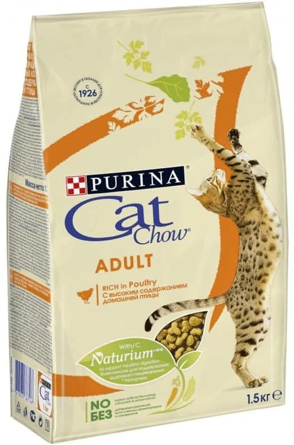 CAT CHOW ADULT 15кг корм для кошек с высоким содержанием домашней птицы