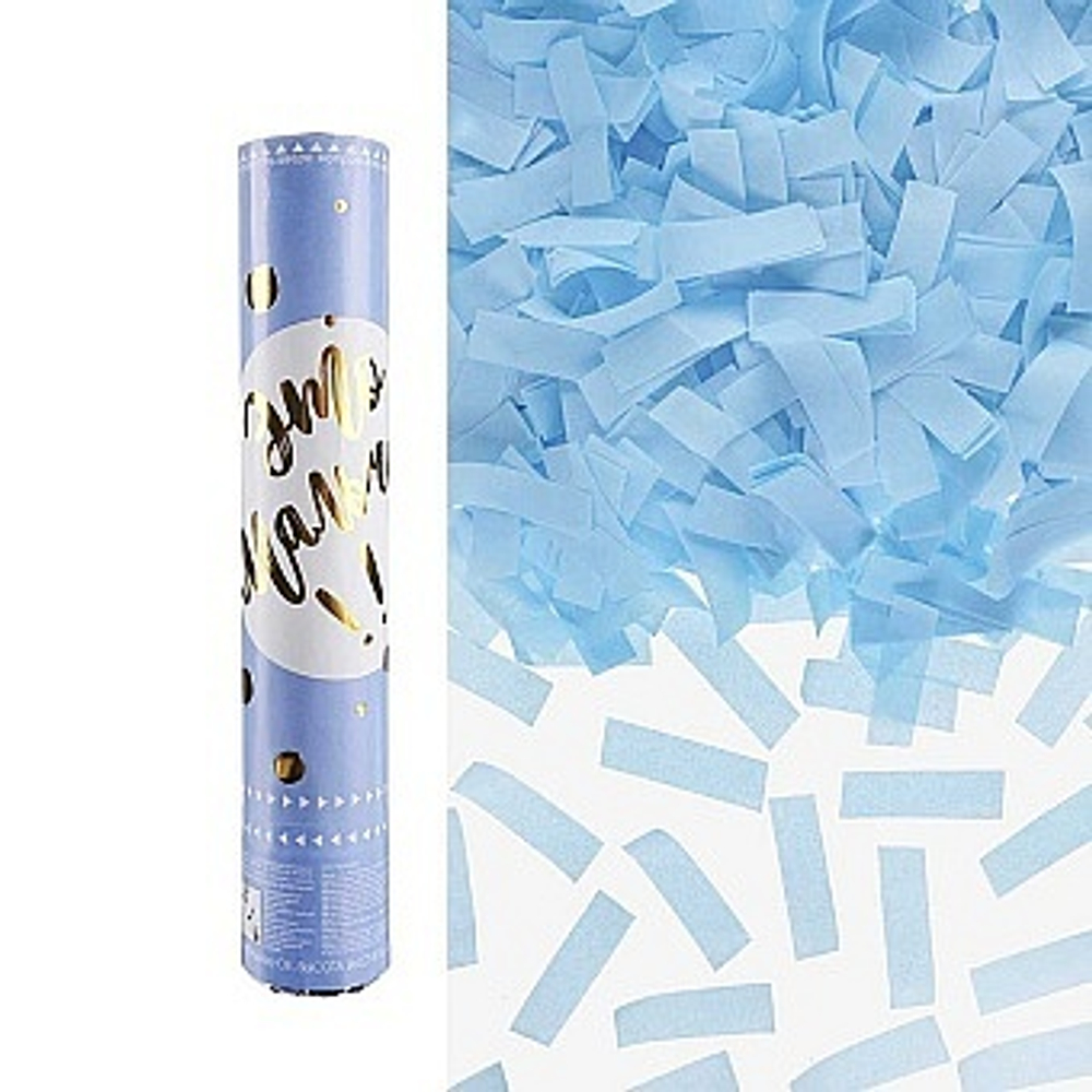 Пневмохлопушка (12/30 см), Гендер Пати, Это Мальчик!, Прямоугольники тишью, Голубой