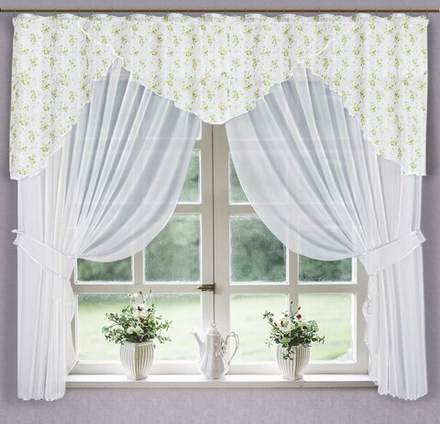 Комплект из вуали "Ф. ВИРДЖИНИЯ", цвет бело-зелёный, Польша.