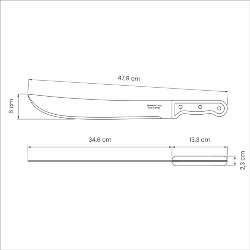 Мачете Tramontina 26620014-1 туристическое походное садовое для рубки кустарника сталь дерево 48 см