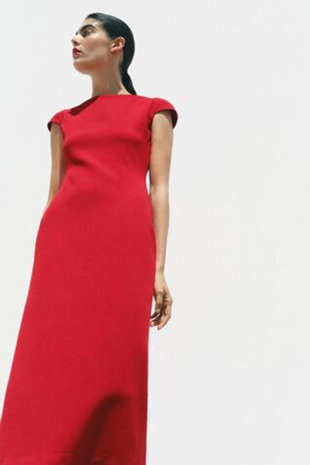 ZARA ПЛАТЬЕ МИДИ ОБЛЕГАЮЩЕГО КРОЯ — ZW COLLECTION, КРАСНЫЙ