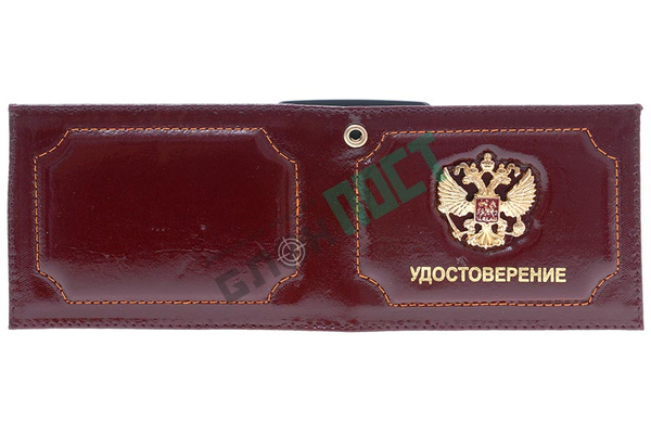 Обложка для удостоверения со значком, бордовая