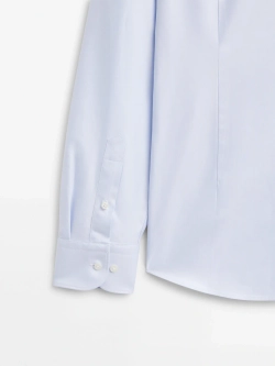 Massimo Dutti РУБАШКА ОБЛЕГАЮЩЕГО КРОЯ ИЗ ХЛОПКОВОГО ТВИЛА, НЕБЕСНО-ГОЛУБОЙ