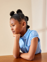 Блуза с коротким рукавом школьная для девочки Next 621-395, Голубой