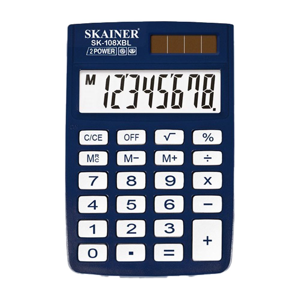 Калькулятор карманный SKAINER 8 Bit, LCD, солн. батарея, 8.8*5.8*1 см, синий