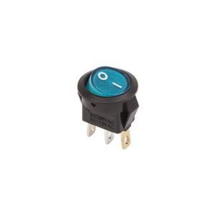 Выключатель клавишный круглый 250В 3А (3с) ON-OFF синий с подсветкой Micro REXANT