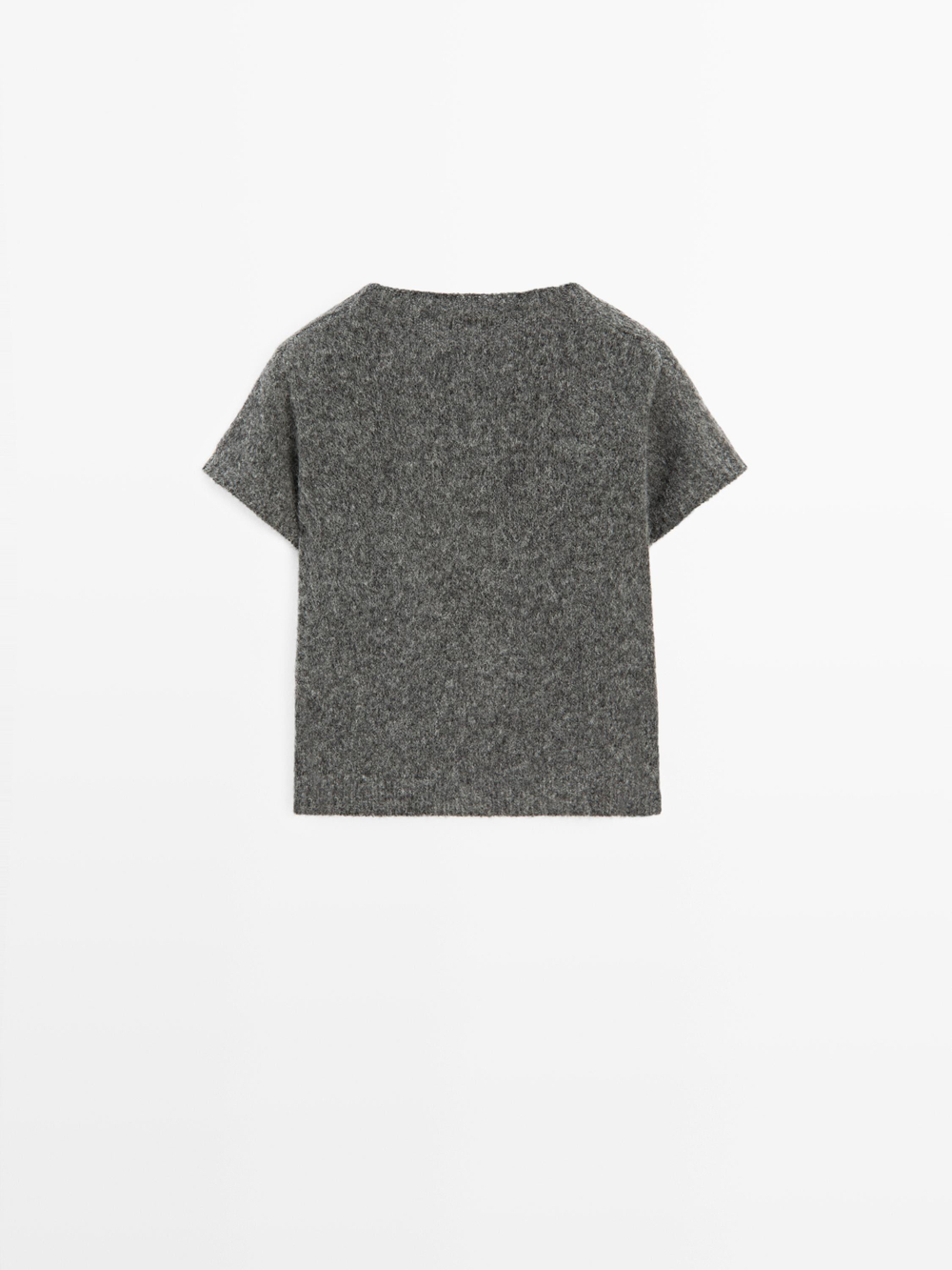 Massimo Dutti Короткий трикотажный свитер из шерсти и альпаки, серый