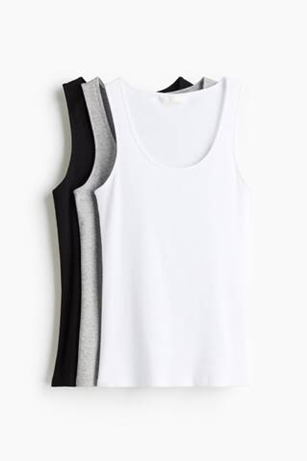 H&M Топ без рукавов в рубчик (3 шт.), белый/черный