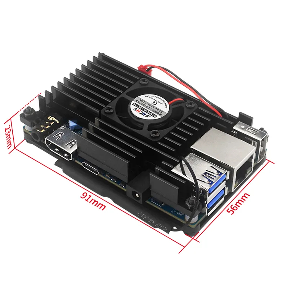 Металлический корпус для Orange Pi 4 с вентилятором