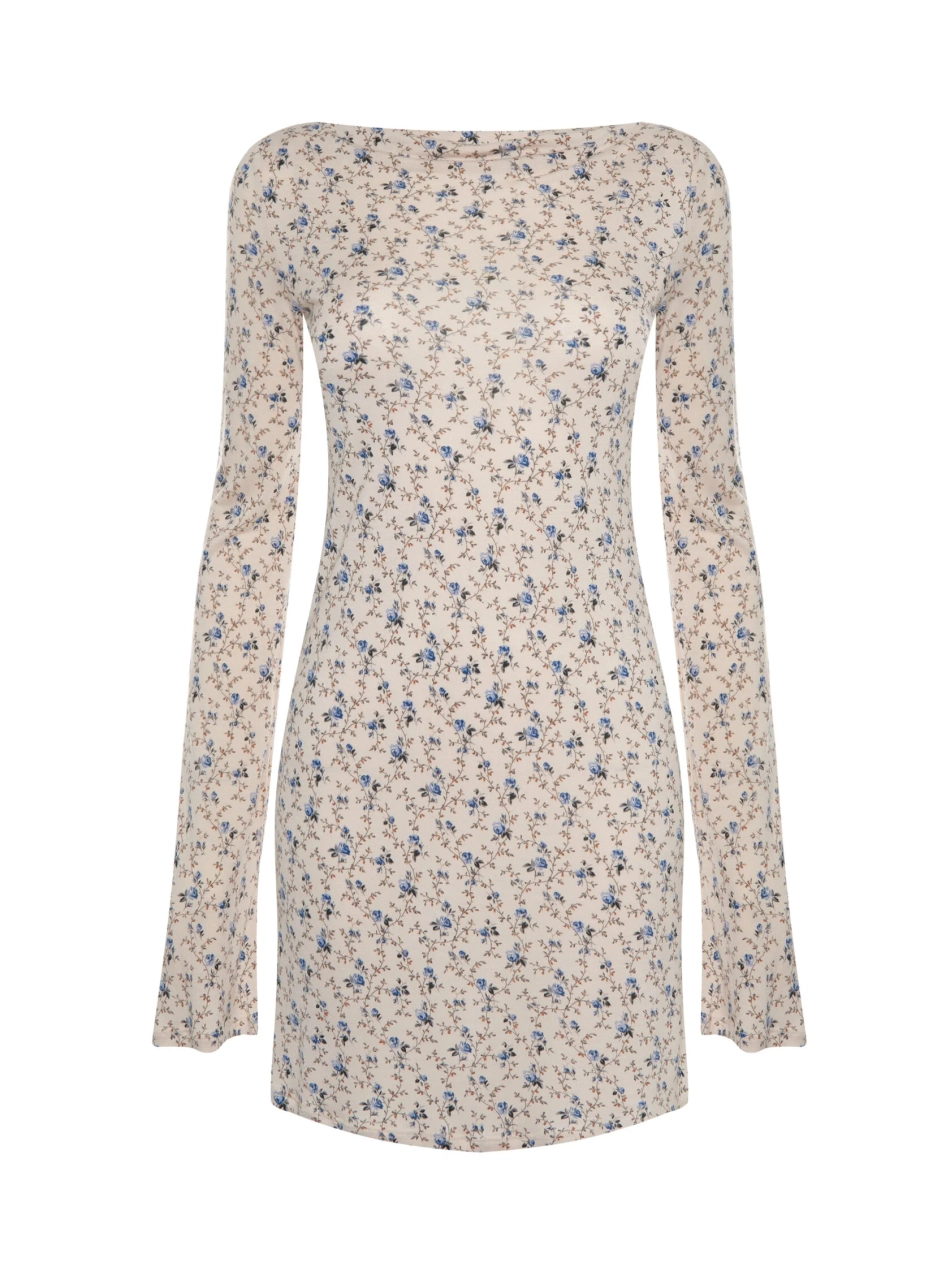 Платье мини LONG SLEEVE BLUE ROSE