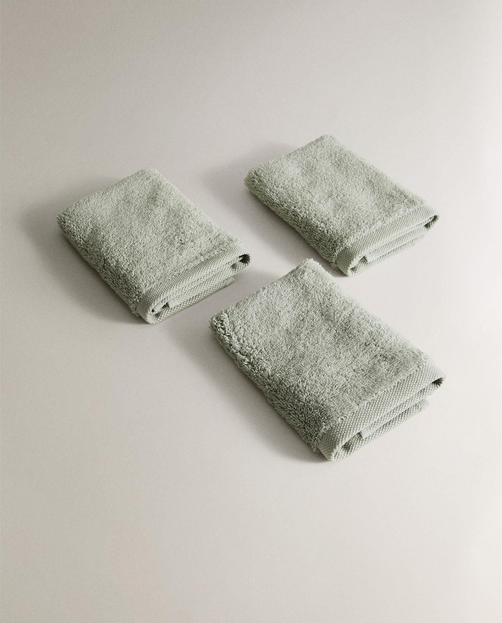 Zara Home - Набор полотенец для рака из хлопка высокого качества (набор из 3 шт.), зеленый, 30х30 см