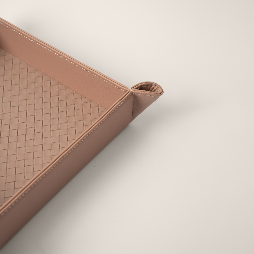 Мелочница из плетеной кожи Бежевый