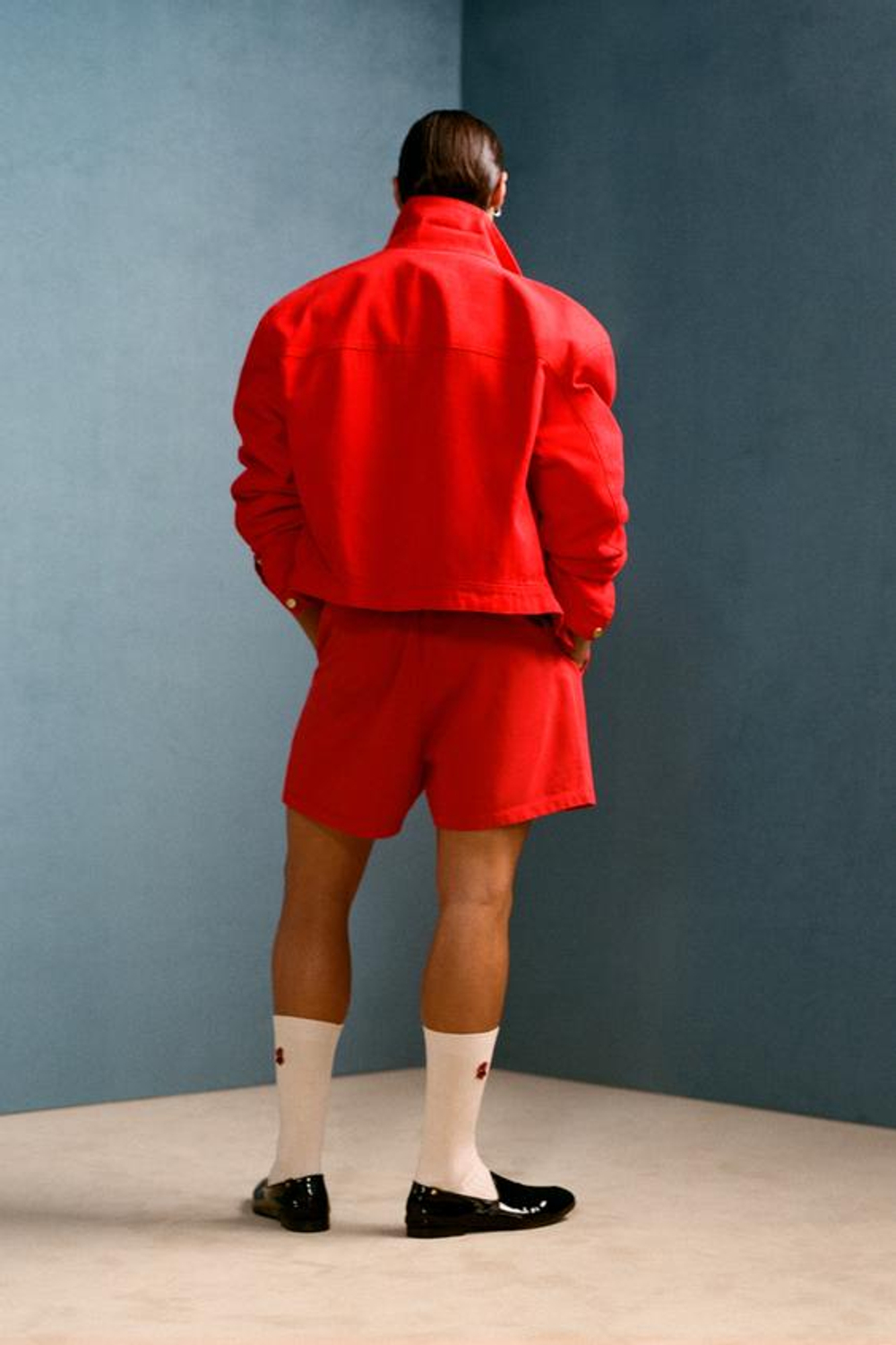 ZARA X WILLY CHAVARRIA ШОРТЫ-БЕРМУДЫ ДЛЯ БЕГА С ВЫШИВКОЙ, КРАСНЫЙ