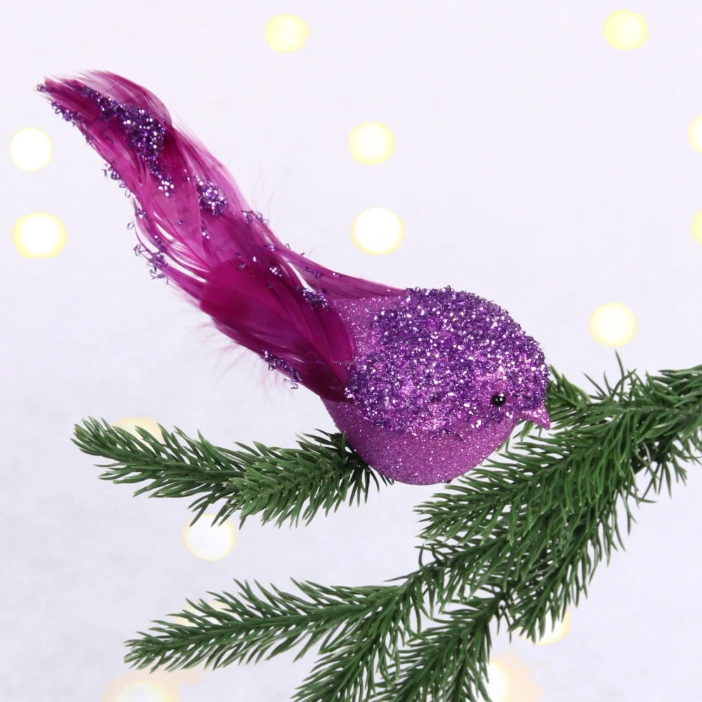 Украшение новогоднее «Сказочная птица» 5*7*18 см, Фиолетовый