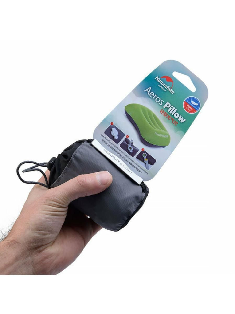 Подушка Naturehike aeros NH17T013-Z надувная зеленая, 6927595718247