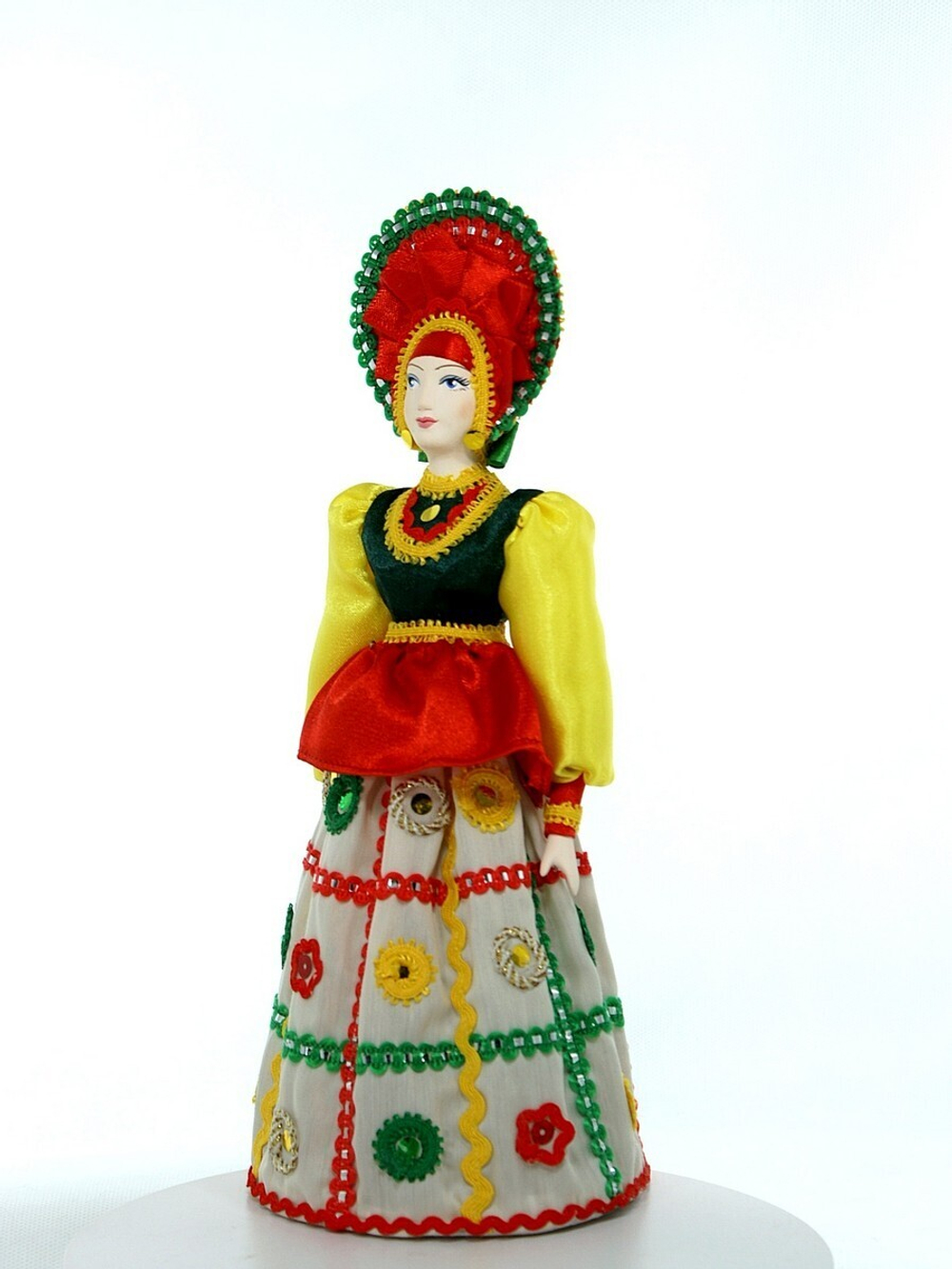 Фарфоровая кукла Боярыня по мотивам дымковской игрушки. Сувенир ручной работы