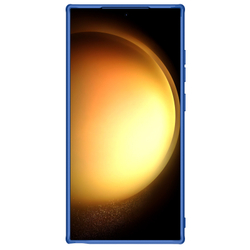 Чехол синего цвета усиленный с защитной шторкой для камеры от Nillkin на Samsung Galaxy S24 Ultra, серия CamShield Pro Case