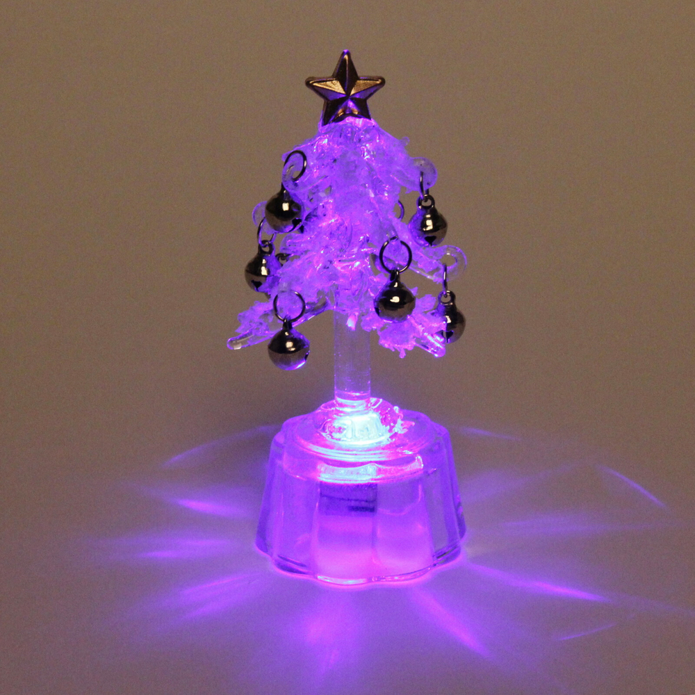 Сувенир с подсветкой «Морозная ёлочка» 7,5*2 см , серебро