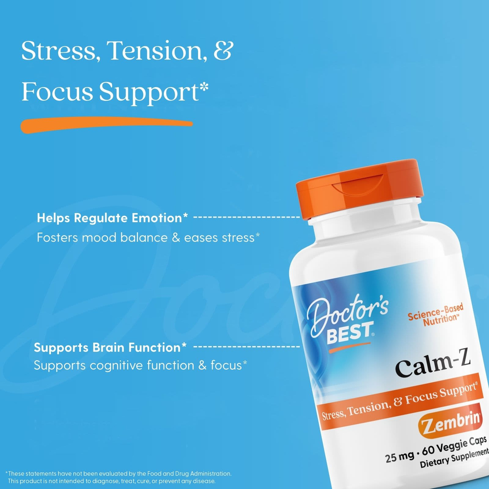 Doctor's Best, Calm-Z с зембрином, 25 мг, 60 растительных капсул