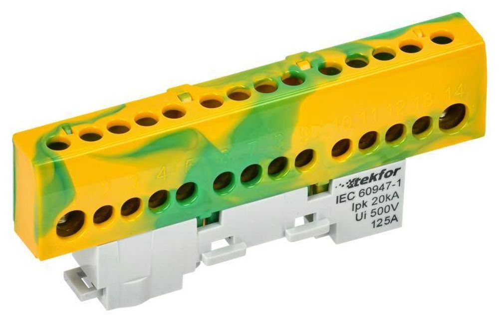 Шина PE &quot;земля&quot; изол. на универс. держ. 8х12-12-ЖЗ TEKFOR IEK TF-NN20-12-KL-K52
