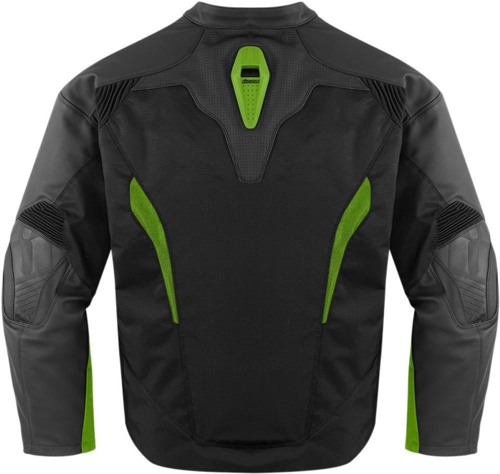 Мотокуртка - ICON SANCTUARY (кожа, черно-зеленая)