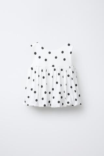 ZARA ФУТБОЛКА В ГОРОШЕК, БЕЛЫЙ
