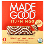 MadeGood, Mornings™, органические запеченные овсяные батончики, булочка с корицей, 5 батончиков по 30 г (1,06 унции)