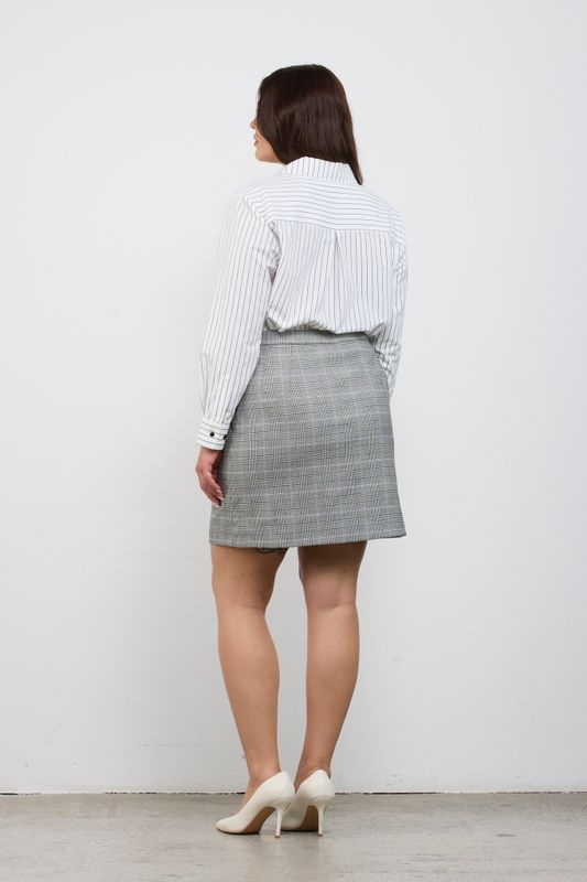 Юбка мини, серый в клетку