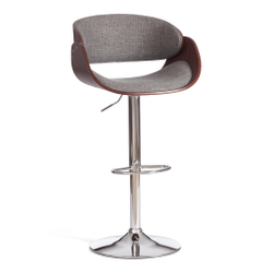 Барный стул LANDO (mod.4036) металл/дерево/ткань, 59х51х93-114 см, высота сиденья 62-83 см, серый/орех/хром, Aimcasa 28