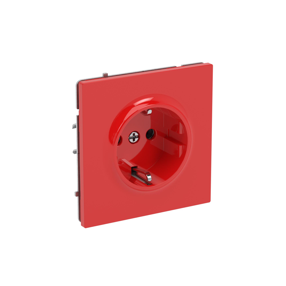 Розетка силовая, 2P+E, без з/ш, KANT, красный сатин