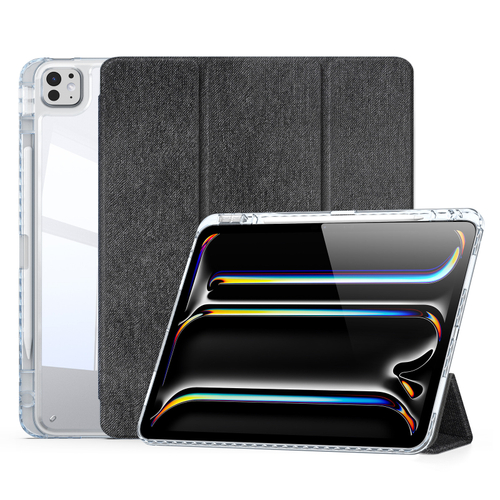 Чехол книжка черного цвета от Dux Ducis для Apple iPad Pro 13 с 2024 года, серия Unid Series Case, с держателем Apple Pencil и функцией автоматического перехода в спящий режим