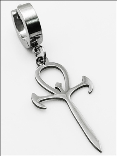 Стальная моносерьга "Анкх" для пирсинга уха.